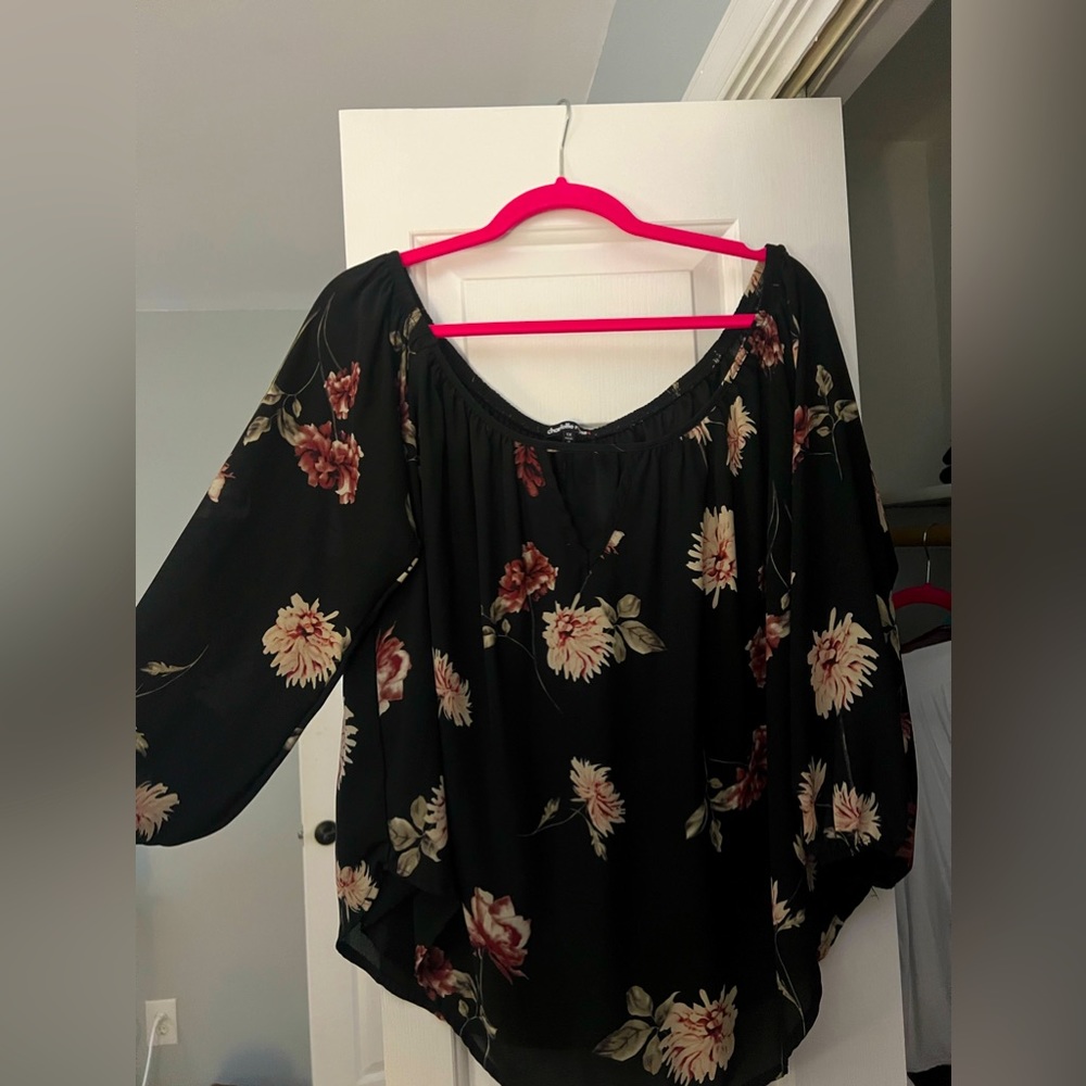 Charlotte Russe+ Off the Shoulder Floral Top - Size 1X